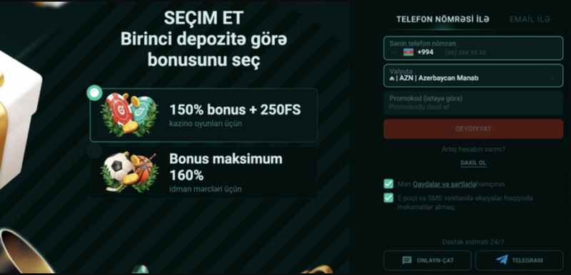 Pin Up-də necə qeydiyyatdan keçmək olar